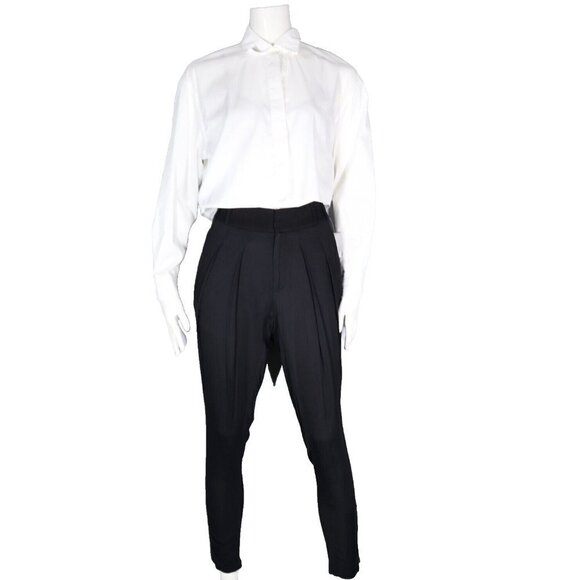 Helmut Lang Women's Size US4 Black Pleated Pant Cropped Slim-Fit Trouser $200 - Picture 9 of 9